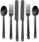 Barebones Flatware Silverware Set - Formal Camping Utensils - Stainless Steel Cutlery Set of 6 - Camping Utensil Set with Forks, Knives, and Spoons (Matte Black) by GreenHaven Gardens