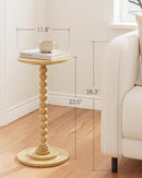 Masupu Round Side Table, Small End Table for Small Spaces, Pedestal Drink Table with Solid Wood Leg for Living Room, Bedroom, Corners(Natural) by CozyNest Decor