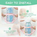 Silicone Baby Bottle Handles, 2PCS Bottle Handles for Dr Brown Narrow Bottles, Easy Grip Handles to Hold Baby Bottle, Easy Carry Handle Lightweight Bottle Handle(Pink/Orange) by TinyTreasures Baby Boutique