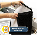 Muddy Mat® 4-Piece Black Medium 30"X19" AS-SEEN-ON-TV Highly Absorbent Microfiber Door Mat, Bath Mat and Pet Rug, Non Slip Thick Washable, Soft Chenille for Kitchen Bathroom Bedroom Indoor and Outdoor by CozyNest Decor