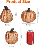 Large Pumpkin Decor Set of 3, Resin Pumpkins Thanksgiving Table Decor,5.9 Inch Faux Pumpkins Suitable for Fall Home Decor,Fall Table Decorations,Fall Mantel Decor (Gold) by CozyNest Decor