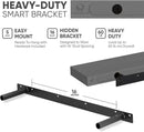 Homeforia Gray Floating Shelves for Wall, Premium Solid Wood Grey Shelf, Grey Bathroom Shelves, Heavy Duty Bracket, 30 x 6.5 x 1.75 inch, Set of 2 by CozyNest Decor
