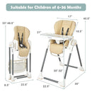 BABY JOY High Chair for Babies & Toddlers, Foldable High Chair w/Adjustable Height/Backrest/Footrest, Double Removable Tray, Book Holder & Storage Bag, Highchair for 6-36 Months Girls Boys (Beige) by TinyTreasures Baby Boutique