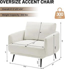 Oversized Accent Chair Set of 2 for Living Room Chairs Reading Arm Chair Comfy Modern Single Sofa Side Chairs with Metal Legs & Soft Cushion for Bedroom, Balcony,Waiting Room (Polyester, Pearl White) by CozyNest Decor
