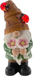 Garden Gnome Statues Outdoor Decor, Solar Gnomes with LED Lighted Flowers, Solar Resin Garden Outdoor Statue Sculpture, for Woman Gift Home and Garden Decor by GreenHaven Gardens