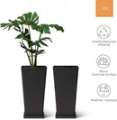 LA JOLIE MUSE 26 inch Tall Black Planters for Outdoor Plants,Set of 2 Tapered Planters with Trays,V-Shape Rectangular Garden Planters for Front Door, Patio and Deck by CozyNest Decor