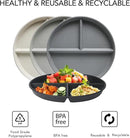greenandlife 10 Inch 4PCS Unbreakable Portion Control Plates, Divided Plates for Kids Adults, Dishwasher & Microwave Safe Compartment Plate, Lightweight Reusable Wheat Straw plate, BPA Free by CozyNest Decor