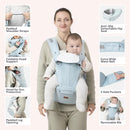 BabbleRoo Grow Carrier – Safety-Certified 6-in-1 Baby Carrier with Hip Seat, Ergonomic & Adjustable Toddler Carrier 7-50 lbs with Hip Support, Hood for Sun Protection, Newborn to Toddler, Seafoam by TinyTreasures Baby Boutique