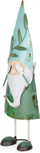 Alpine Corporation MCC798HH See No Evil Metal Gnome Decor, Whimsical Playful Décor for Patio & Garden, 19" H, Green by CozyNest Decor