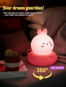Kids lamp, Bunny Night Light, Toddler Night Light, Rechargeable & Dimmable with 30 mins Timer Function, Safe Silicone Material for Kids to Play with,【9 Colors】 by TinyTreasures Baby Boutique