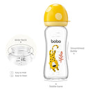 YOHKOH Natural Glass Baby Bottle with Natural Response Nipple, Newborn Anti-Colic Baby Bottles, Wide Neck Mushroom Cap Baby Bottle, Clear (8.8ounce (Pack of 2), Yellow2) by TinyTreasures Baby Boutique