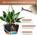 12 Inch Hanging Baskets for Plants Outdoor, Hanging Planters for Indoor Outdoor Plants, Hanging Planter with Self Watering, Hanging Flower Pots (Black Planter with Macrame + Iron Hangers) by GreenHaven Gardens