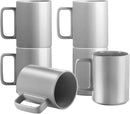 E-liu Porcelain Tea Mugs Coffee Mug Set, Large 15 Ounces Cups for Coffee, Tea, Cocoa, and Mulled Drinks, Set of 6, Grey by CozyNest Decor