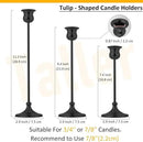 Taper Candle Holder Tall Vintage Metal Candlestick Holders Candle Stick Candelabra for Halloween Thanksgiving Christmas Holiday Wedding (Matt Black, 2 Sets (6 pcs)) by CozyNest Decor