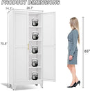 Metal Pantry Cabinet with 2 Doors and Adjustable Shelves - 71" Kitchen Storage Cabinet with Gold Handles - Versatile Storage for Kitchen, Bathroom, Dining Room, Utility Room - White by CozyNest Decor