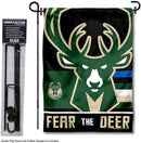 WinCraft Milwaukee Bucks Fear The Deer Garden Flag and Pole Stand Holder by GreenHaven Gardens
