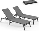 Pool Lounge Chairs Set of 2, Foldable Aluminum Chaise Lounge Outdoor with 5 Positions Recliner - Free Assembly - Patio Chaise Lounge Chair for Poolside, Beach, Yard (Darkgray, 2 Pack) by GreenHaven Gardens