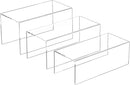 Clear Display Risers Shelf 3pcs, Countertop Rectangular Acrylic Display Storage Organizer, Acrylic Stands for Funko Pop Figure, Cosmetics, Bags, Shoes, Toys, Collectibles - 12- 4'', 5'', 6'' by CozyNest Decor