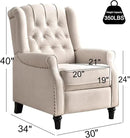EBELLO Pushback Recliner Chair, Fabric Armchair Push Back Recliner with Rivet Decoration, Mid Century Wingback Accent Chair for Living Room, Bedroom, Beige by CozyNest Decor