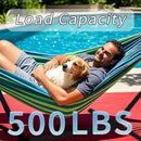Double Hammock with Stand, 2 Person Hammock with Carrying Bag,Heavy Duty Portable,500 lb Capacity, Perfect for Both Indoors and Outdoors，Ocean Breeze by GreenHaven Gardens