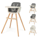 HONEY JOY Baby High Chair, 6-in-1 Eat & Grow Wooden Highchair/Toddler Chair with Removable Tray, 5-Point Harness, PU Cushion and Footrest, Convertible High Chair for Babies and Toddlers(Dark Gray) by TinyTreasures Baby Boutique