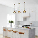 KCO Lighting Glass Globe Hanging Light Fixture Modern Gold Pendant Lights Kitchen Island Mid Century Dining Room Hanging Light Fixtures Over Table Single Pendant Light by CozyNest Decor