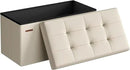 SONGMICS MAZIE Collection - 30 Inches Folding Storage Ottoman Bench, Ottoman Foot Rest, End of Bed Bench, Storage Chest, Load 660 lb, for Living Room, Bedroom, Entryway, Cream White ULSF47BE by CozyNest Decor