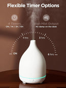 InnoGear Oil Diffuser, 300ML Ceramic Diffuser for Essential Oils Handcrafted Aromatherapy Diffuser Ultrasonic Cool Mist Humidifier with 4 Timers Waterless Auto Off for Room Office, White Base by TinyTreasures Baby Boutique