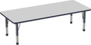 FDP Rectangle Activity School and Classroom Kids Table (30 x 72 inch), Chunky Toddler Leg, Adjustable Height 15-24 inches - Gray Top and Navy Edge by CozyNest Decor