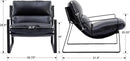 DUOMAY Mid-Century Accent Chair Armchair Set of 2, Comfy PU Leather Leisure Chair Lazy Chair with Metal Leg for Living Room Bedroom Office Apartment, Black by CozyNest Decor
