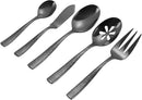 Stainless Steel Silverware Serving Set Hammered Black Mirror Finished 5 Piece Serving Utensil Set Flatware Set by CozyNest Decor