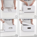 PRANDOM Collapsible Storage Box with Lid [1-Pack] Leather Fabric Foldable Storage Bin Organizer Container Basket Cube with Cover for Home Bedroom Closet Office Nursery White (13.6x9.6x6.9) by TinyTreasures Baby Boutique