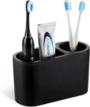 Luxspire Toothbrush Holder, 2 Slots Toothbrush and Toothpaste Holdersfor Bathrooms, Resin Toothbrush Holder Electric Toothbrush Stand for Vanity Countertop, Bathroom Accessories, Matte Black by CozyNest Decor