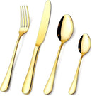 Gold Silverware Set, OGORI 24-Piece Food Grade Stainless Steel Gold Flatware Set, Kitchen Utensil Set Service for 6, Mirror Polished Tableware Cutlery Set for Home and Restaurant, Dishwasher Safe by CozyNest Decor