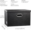 PRANDOM Large Stackable Storage Boxes with Lids [5-Pack] Leather Fabric Foldable Storage Bins Organizer Containers Baskets Cubes with Cover for Bedroom Closet Office Nursery Black(17.7x11.8x11.8) by TinyTreasures Baby Boutique