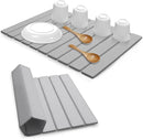 Large Stone Dish Drying Mats for Kitchen Counter, Quick Dry Absorbent Collapsible Dish Drying Mat,Diatomaceous Earth Mats for Dishes Bottles Cups,Match Any Countertop,Grey 24 * 16inch by CozyNest Decor