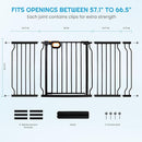 owlie Stair Baby Gate 57-66 Inch, Extra Wide Safety Gate for Baby Pet Adjustable Dog Gates Indoor Extra Wide Gates Pressure Mounted for Toddler Pet for House Stairway Doorway Black (30.5'' Tall) by TinyTreasures Baby Boutique