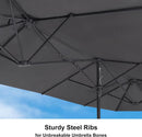 PURPLE LEAF 14ft Patio Market Umbrella Outdoor Double-Sided Umbrella with Base and Crank Rectangle Table Umbrella for Pool Deck Garden, Grey by GreenHaven Gardens