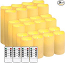 Set of 24 Flameless Led Battery Opeated (D2.2'' x H4''5''6'') Waterproof Outdoor Indoor Candles with 10-Key Remotes and Cycling 24 Hours Timer by CozyNest Decor