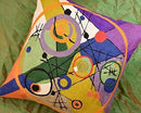 Kandinsky Contemporary Throw Pillow Cover - Circles 2 Modern Pillowcases Mid-Century Abstract Toss Cushion Farmhouse Chair Cushions Hand Embroidered Wool 18x18 Inch by CozyNest Decor