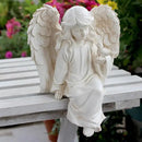 Angel Garden Statue, Sitting Angel Sculpture, Resin Angel with Bird Figurine for Patio Yard Porch Lawn Outdoor Decor Home Shelf Sitter Memorial Spiritual Gifts by GreenHaven Gardens