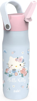 Zak Designs Harmony Hello Kitty 20oz Water Bottle for Travel or At Home, Recycled Stainless Steel is Leak-Proof When Closed and Vacuum Insulated with Straw Lid and Carry Handle by TinyTreasures Baby Boutique