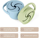 Silicone Snack Cups for Toddlers, Snack Containers with Lids, Foldable Baby Food Catcher with Holders and Dustproof Lid, 2 Pack (Color 1) by TinyTreasures Baby Boutique
