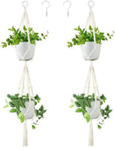 Belit 2 Pack Double Macrame Plant Hangers 2 Tier Hanging Planter Basket Decorative Flower Pot Holder Rope for Indoor Outdoor Home Decor 51 Inch by GreenHaven Gardens
