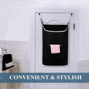 The Fine Living Co. X-Large Hanging Laundry Hamper with Over Door Hooks & Adhesive,Durable Space Saving Laundry Bag with Zipper and Wide Open Top,Hanging Dorm Laundry Hamper 20"x3.75"x31" (Black-XL) by CozyNest Decor