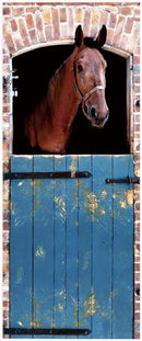 3D Horse Door Stickers - Peel & Stick - Waterproof & Washable - Rustic Brown Animal Print - Matte Finish - Door & Wall - 37.4" x 84.6" by GreenHaven Gardens