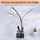 WILIT LED Kids Desk Lamp, Dimmable Study Lamp for Home Office Desk Accessories, with Pen Holder & Clock, USB Charging, RGB Night Light, Bedroom & College Dorm Room Essentials for Girls - Black by TinyTreasures Baby Boutique