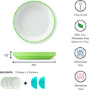 Omie® Easy Scoop Plates for Kids | Unique Design Helps Food Fall into the Spoon, Not on the Table | Made from Plants | 3 Plates + 2 Silicone Dividers | Green by TinyTreasures Baby Boutique