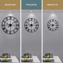 LEIKE Large Wall Clock, 24" Completely Silent, Non Ticking, Battery-Operated,Rustic Round Modern Metal Wall Clock Decor for Living Room, Bedroom and Kitchen, (60cm, Black-Roman Number) by CozyNest Decor