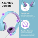 LilGadgets Connect+ Wired Kids Headphones for School with Mic, Volume Limited & Noise Reduction, On-Ear Headset with Cord, SharePort Technology for Multiple Kids & SoftTouch Padding, Blue/Purple by TinyTreasures Baby Boutique